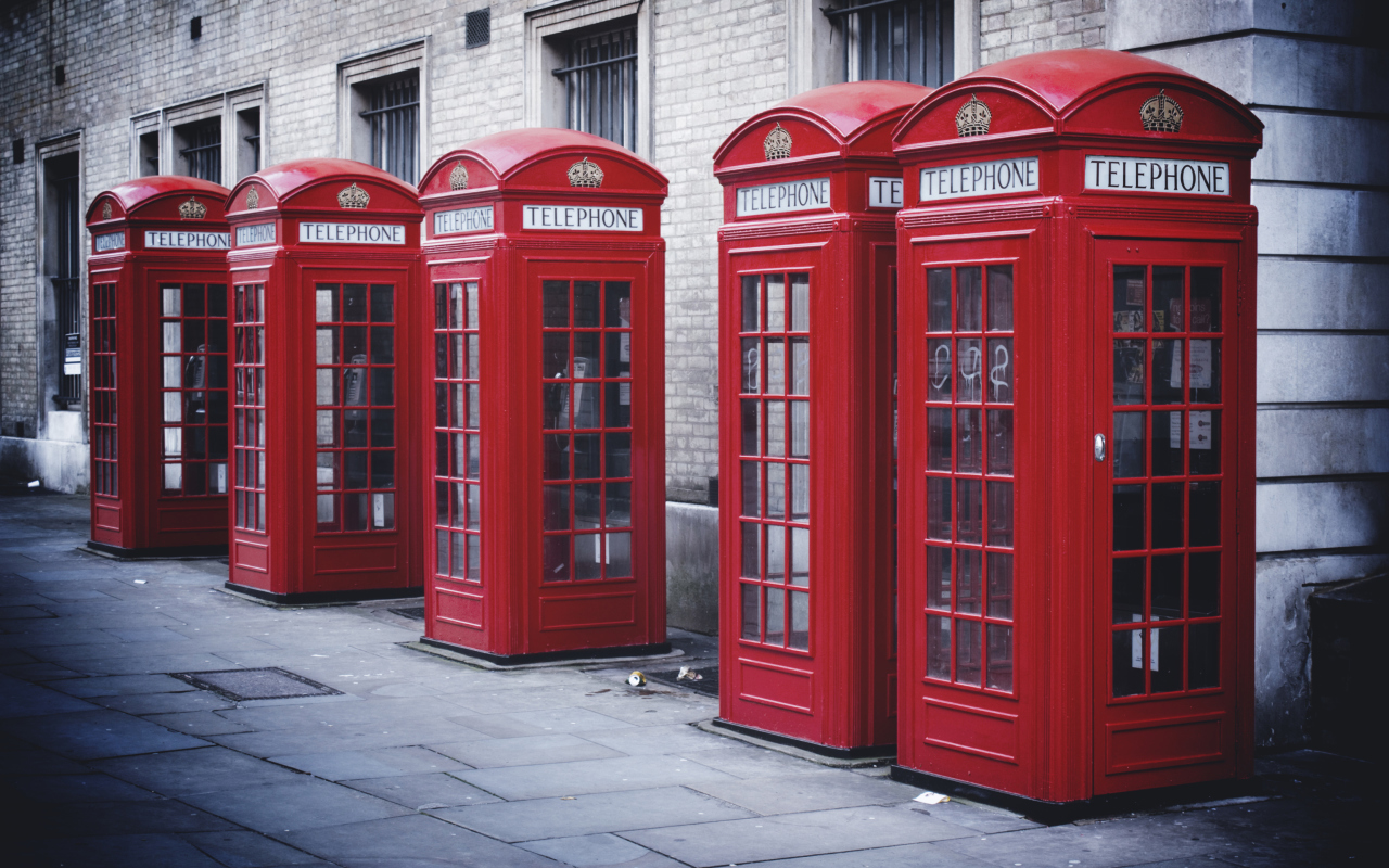 Das Red English Phone Booths Wallpaper 1280x800