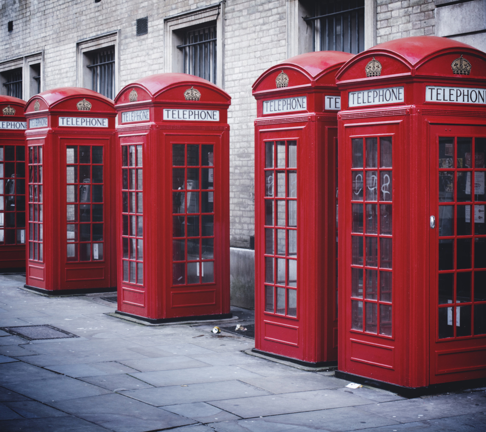 Das Red English Phone Booths Wallpaper 960x854