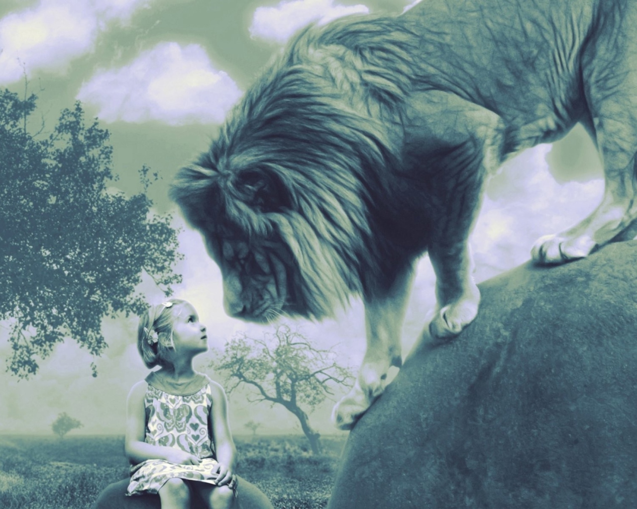 Das Kid And Lion Wallpaper 1280x1024