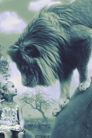 Das Kid And Lion Wallpaper 320x480