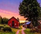 Das Countryside Sunset Wallpaper 176x144