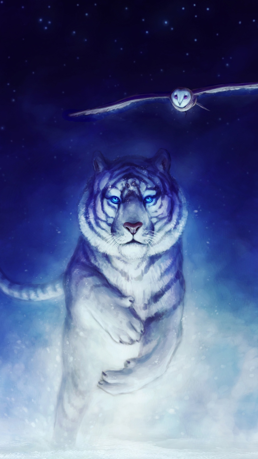 Tiger & Owl Art wallpaper 1080x1920