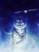 Fondo de pantalla Tiger & Owl Art 132x176