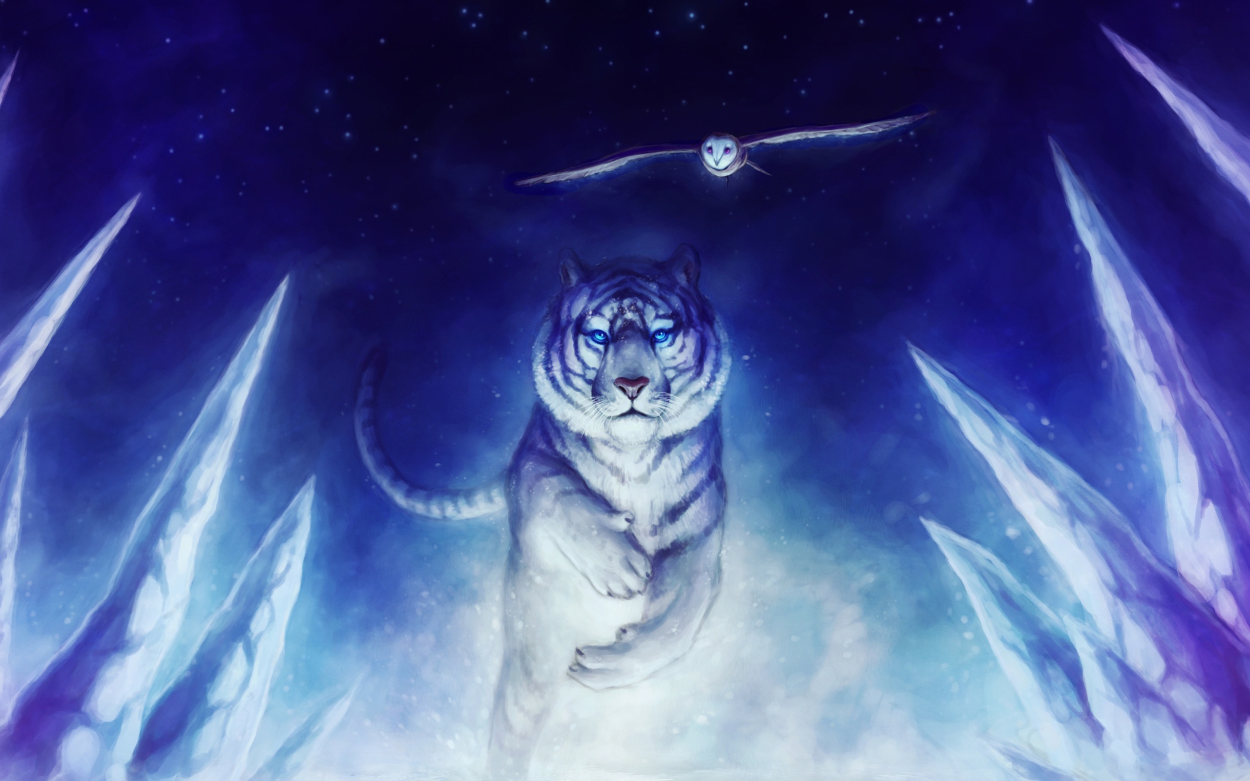Fondo de pantalla Tiger & Owl Art 2560x1600
