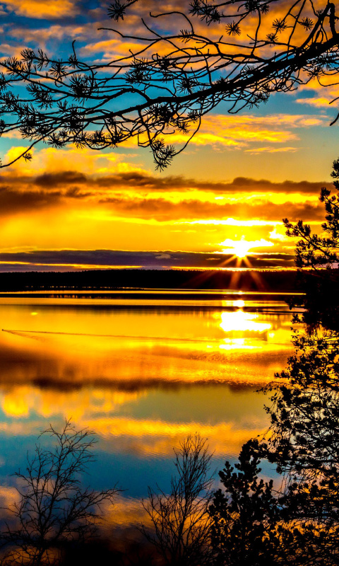 Sunrise and Sunset HDR wallpaper 480x800
