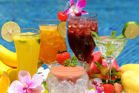 Summer cocktails in hotel All Inclusive wallpaper 480x320
