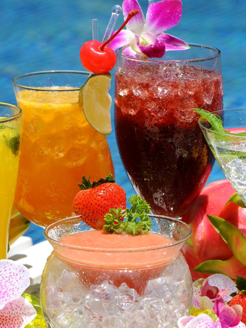 Summer cocktails in hotel All Inclusive wallpaper 480x640