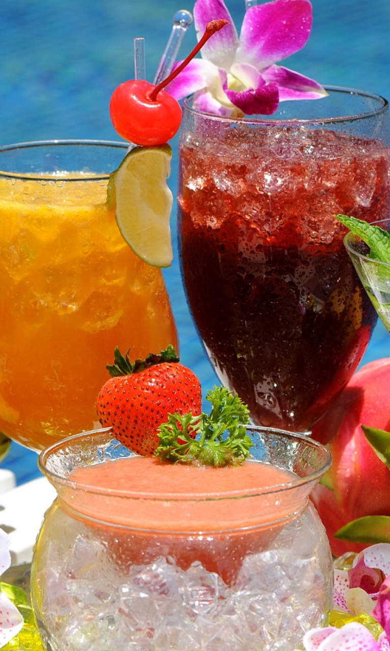 Summer cocktails in hotel All Inclusive wallpaper 768x1280