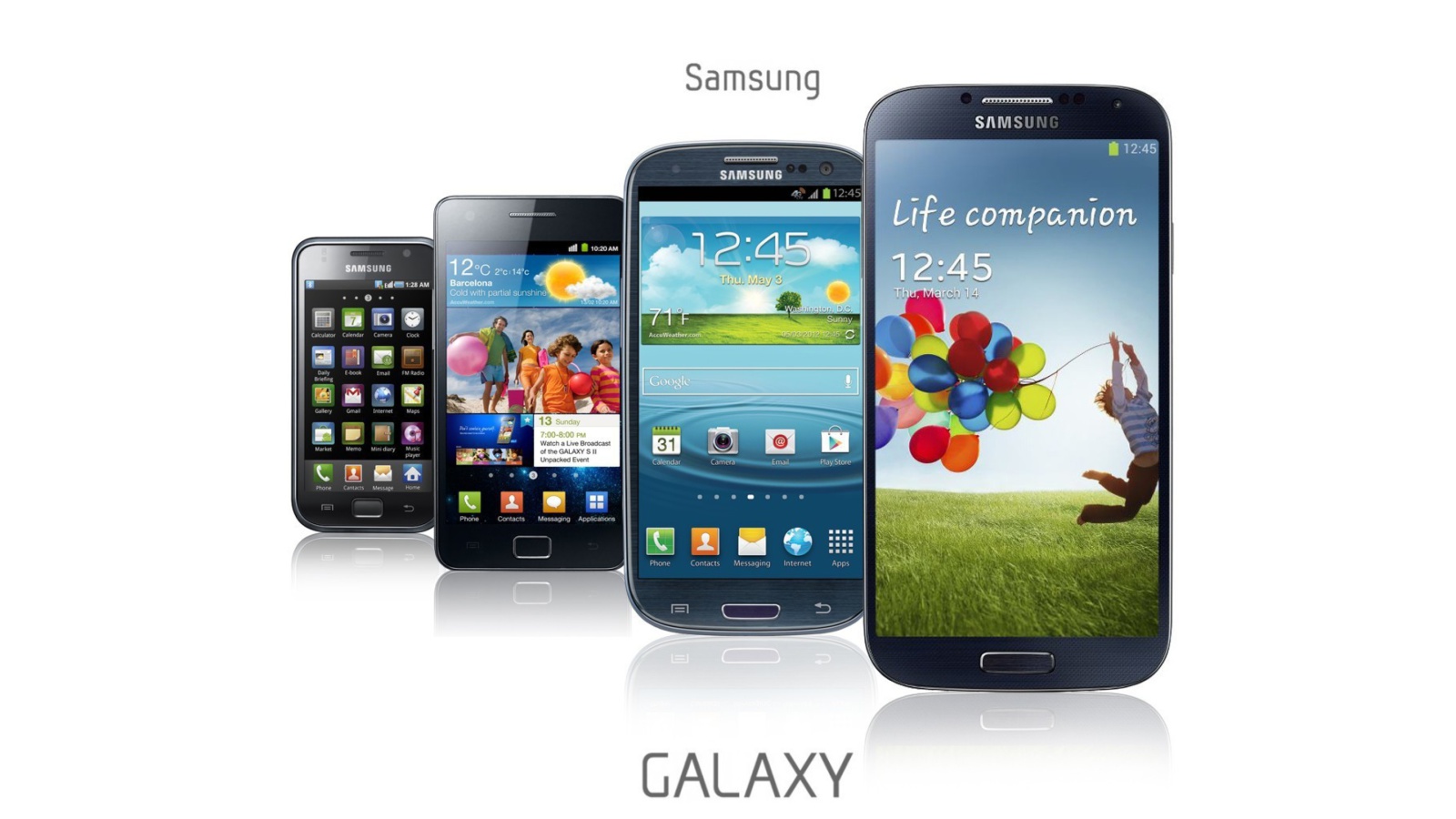 Обои Samsung Smartphones S1, S2, S3, S4 1600x900
