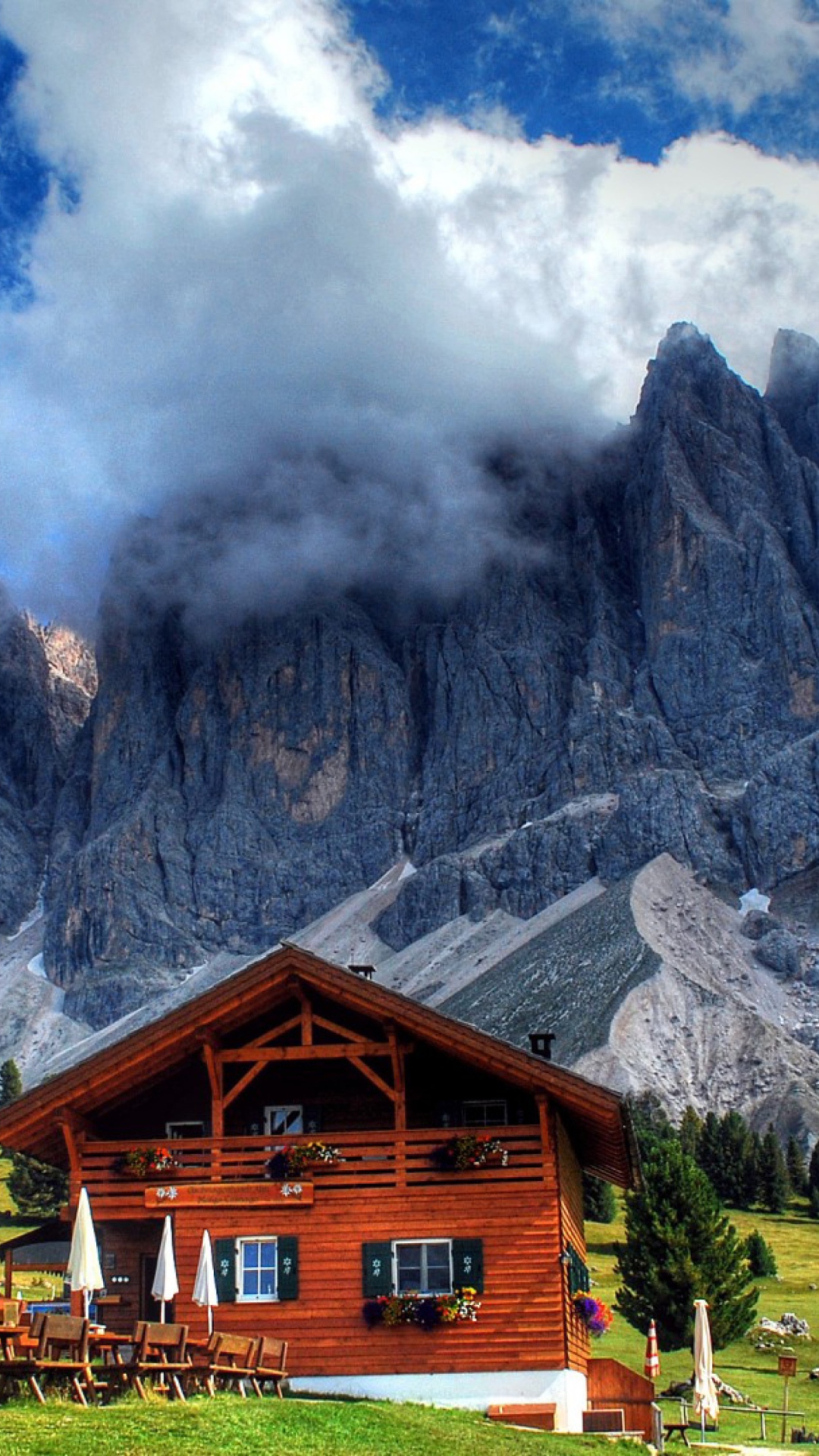 Sfondi Wooden House In Alps 1080x1920