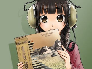 Das Anime Girl In Headphones Wallpaper 320x240