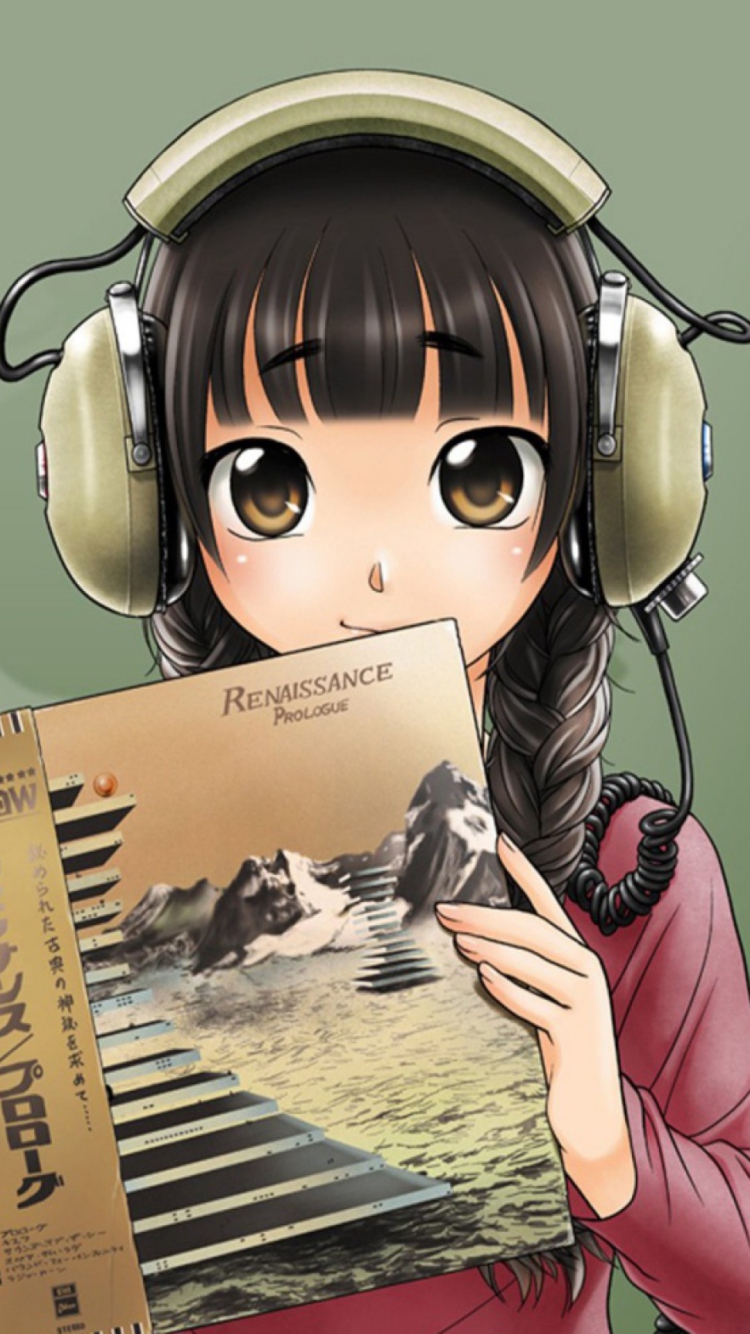 Anime Girl In Headphones wallpaper 750x1334