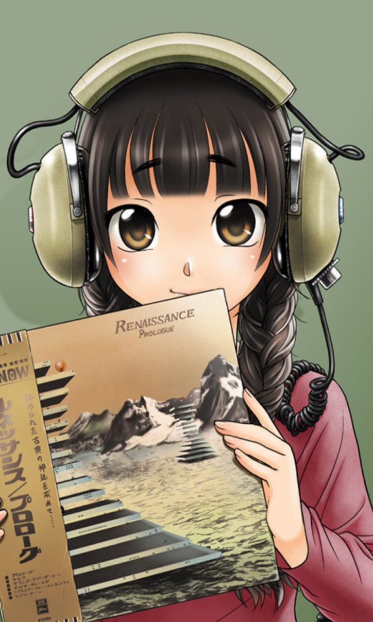 Sfondi Anime Girl In Headphones 768x1280