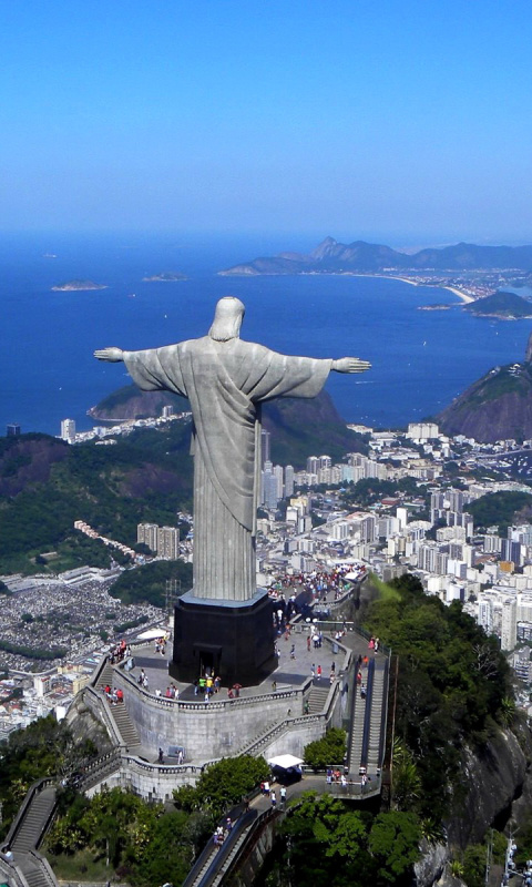 Обои Christ the Redeemer statue in Rio de Janeiro 480x800