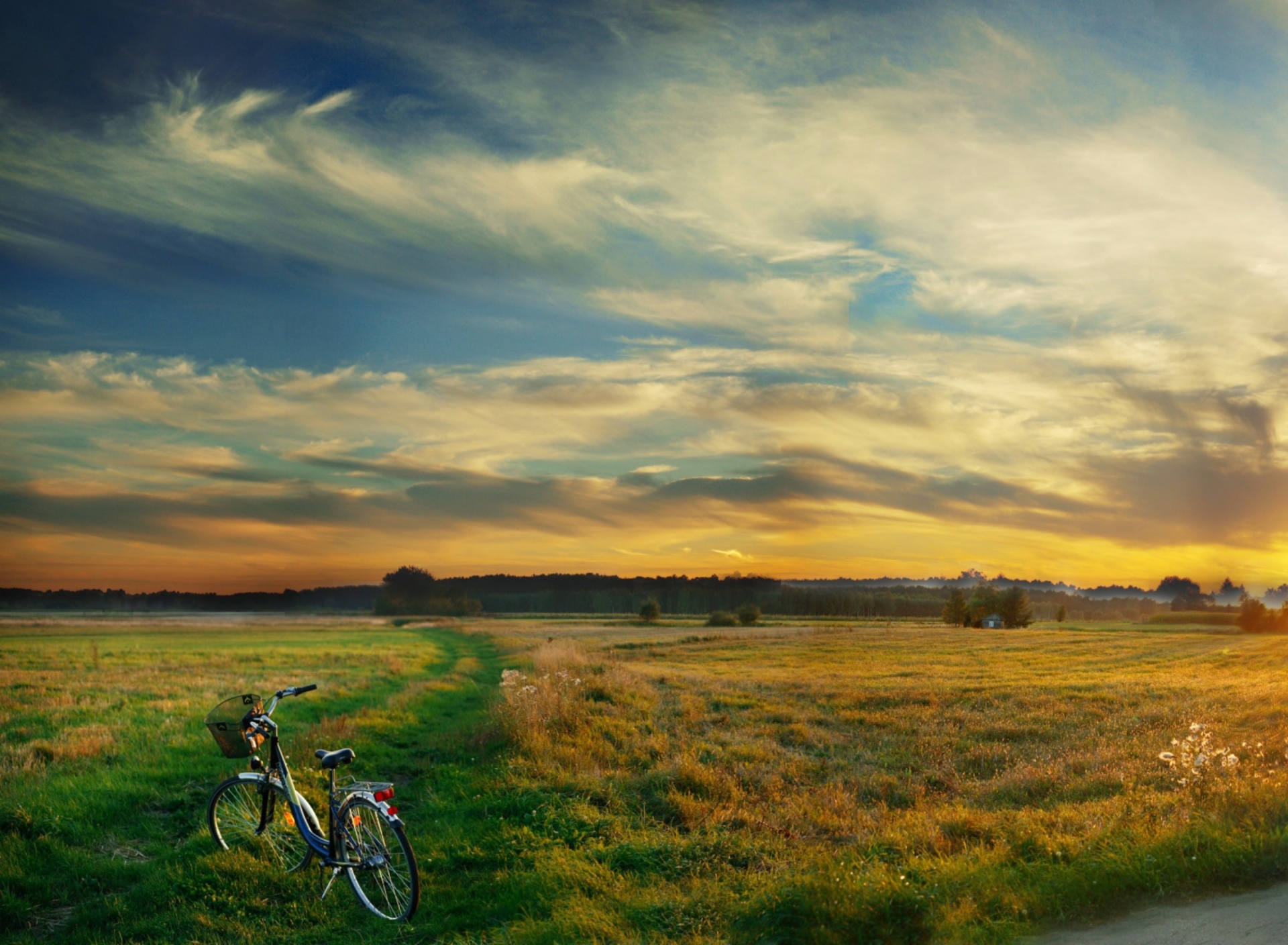 Riding Bicycle In Country Side wallpaper 1920x1408
