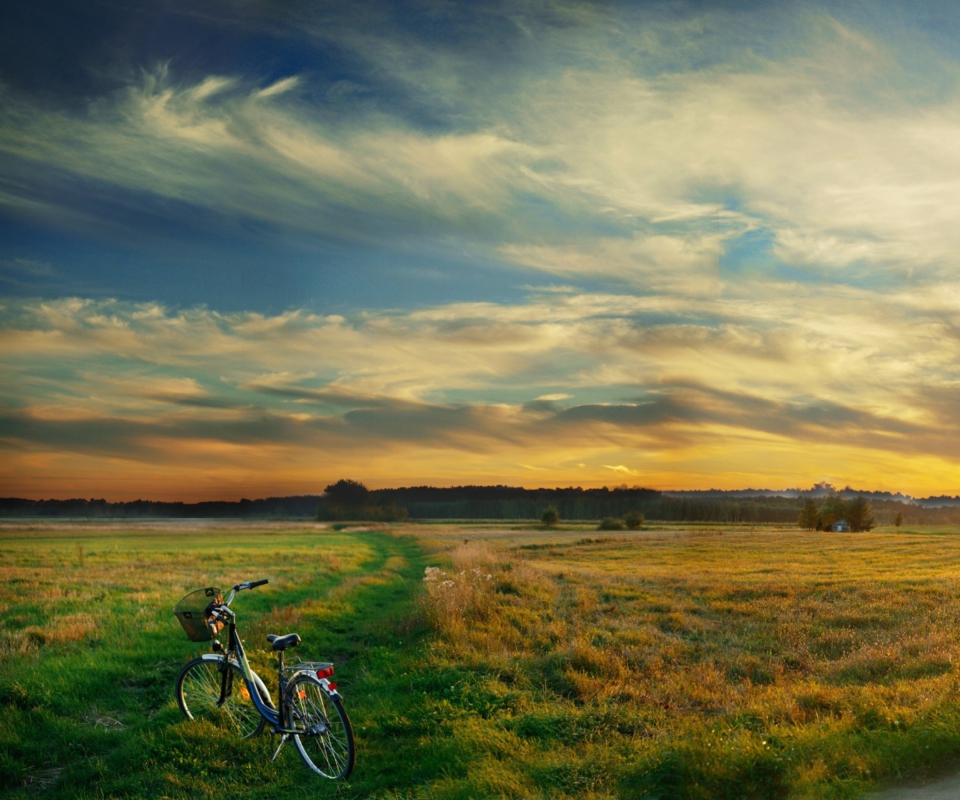 Riding Bicycle In Country Side wallpaper 960x800