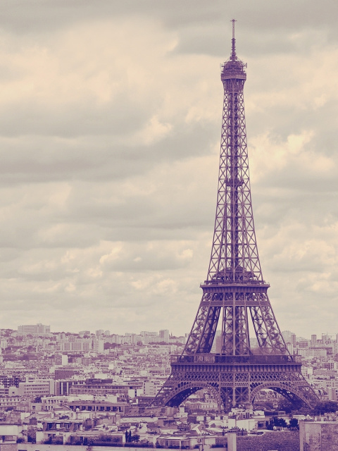 Das Eiffel Tower Landmark Color Wallpaper 480x640