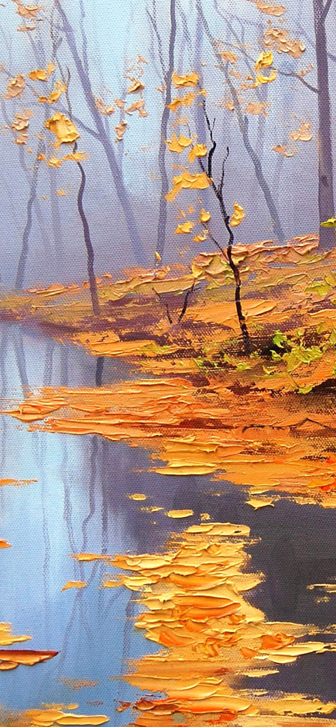 Sfondi Painting Autumn Pond 1170x2532