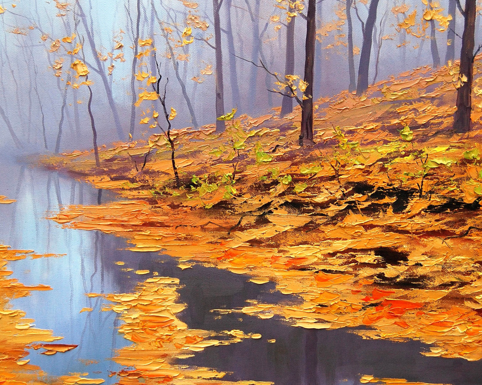 Painting Autumn Pond wallpaper 1600x1280