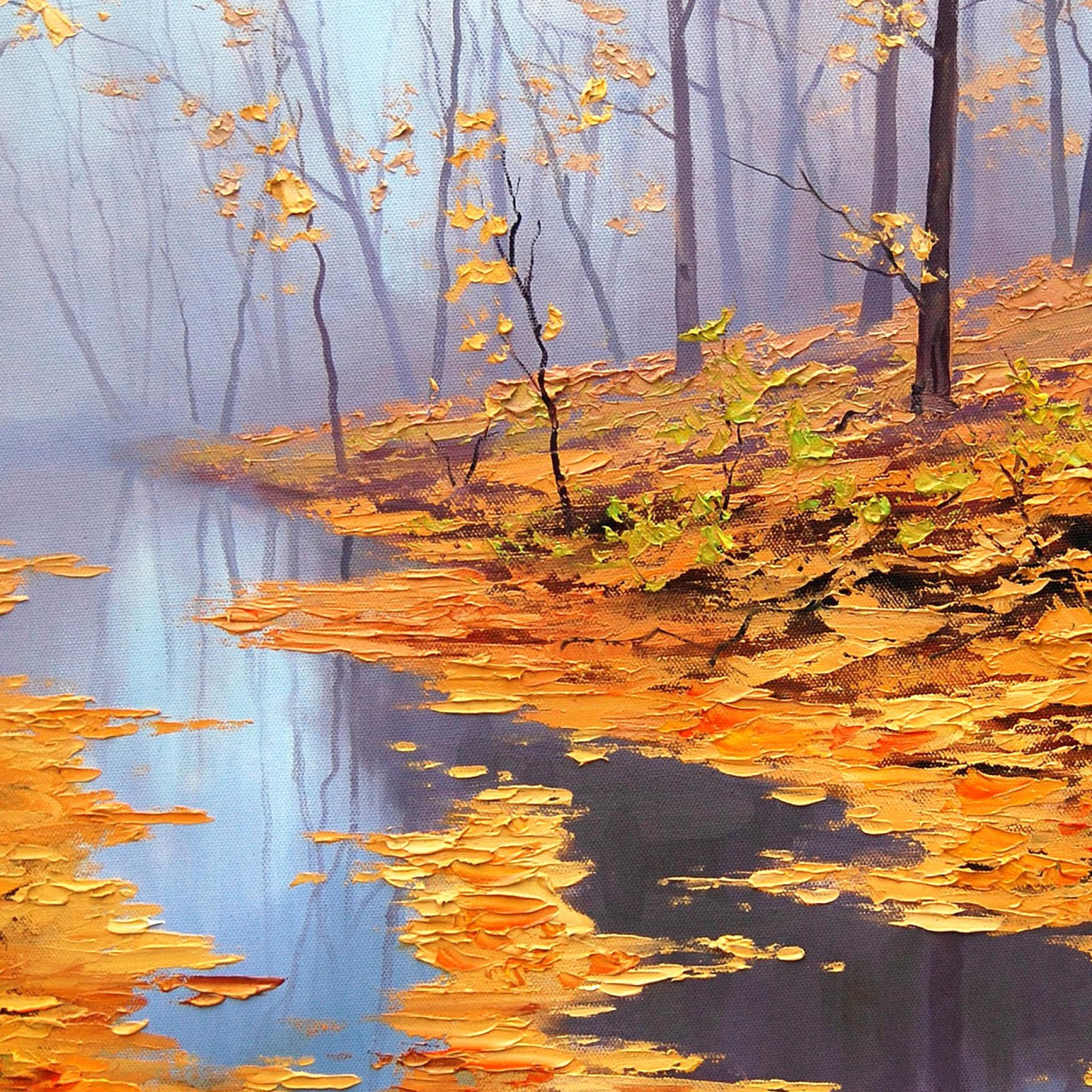 Painting Autumn Pond wallpaper 2048x2048