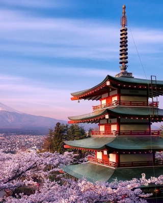 Chureito Pagoda near Mount Fuji Background for 768x1280