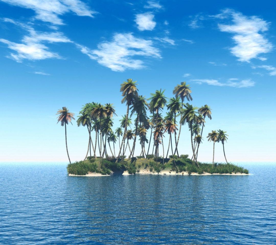Обои Tiny Island In Middle Of Sea 1080x960