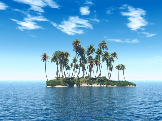 Обои Tiny Island In Middle Of Sea 640x480