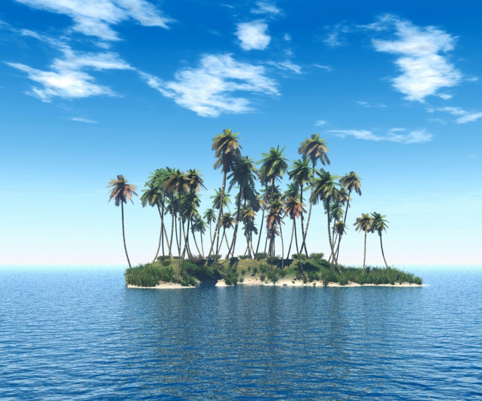 Das Tiny Island In Middle Of Sea Wallpaper 960x800