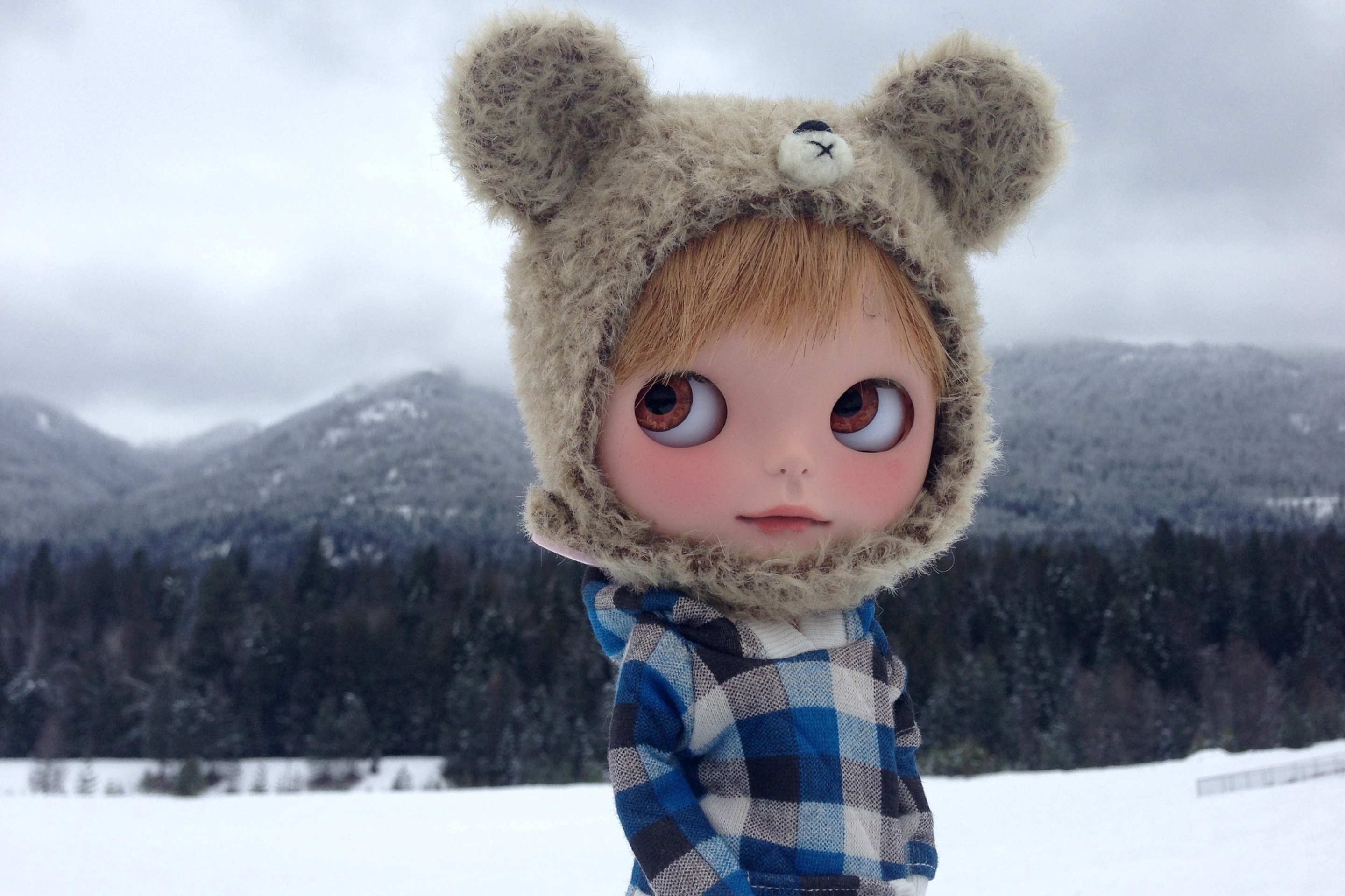 Обои Pretty Doll In Winter Clothes 2880x1920