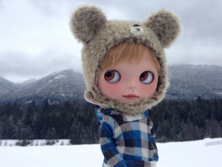 Обои Pretty Doll In Winter Clothes 320x240