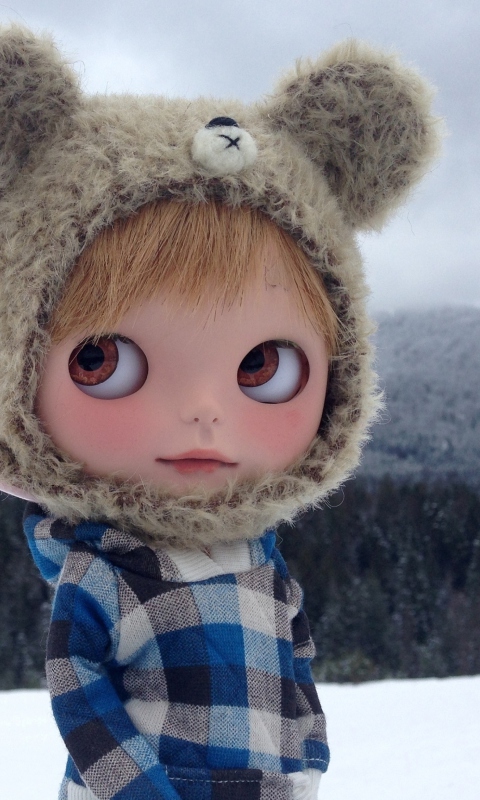 Pretty Doll In Winter Clothes wallpaper 480x800