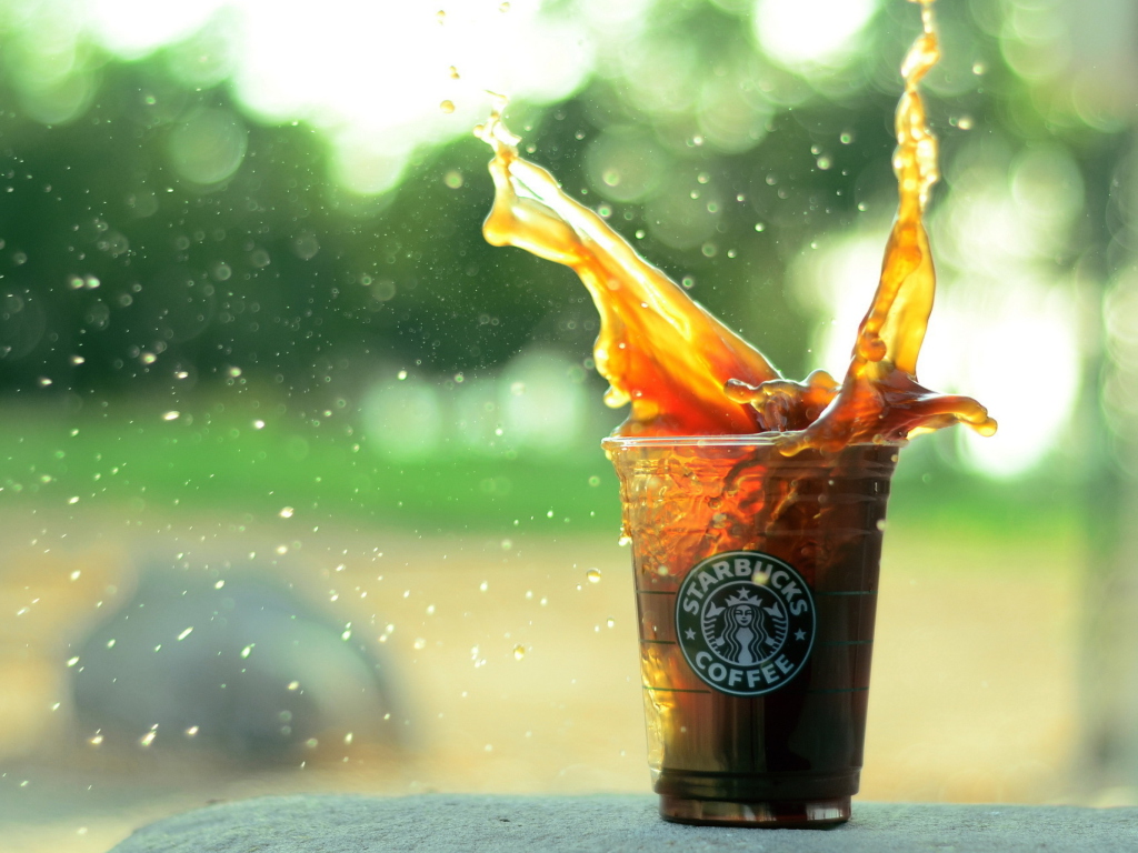 Обои Starbucks Iced Coffee Splash 1024x768