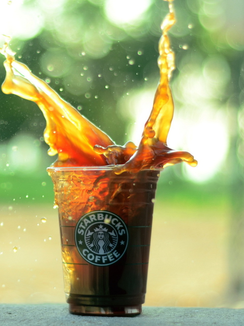 Fondo de pantalla Starbucks Iced Coffee Splash 480x640