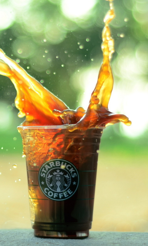 Das Starbucks Iced Coffee Splash Wallpaper 480x800