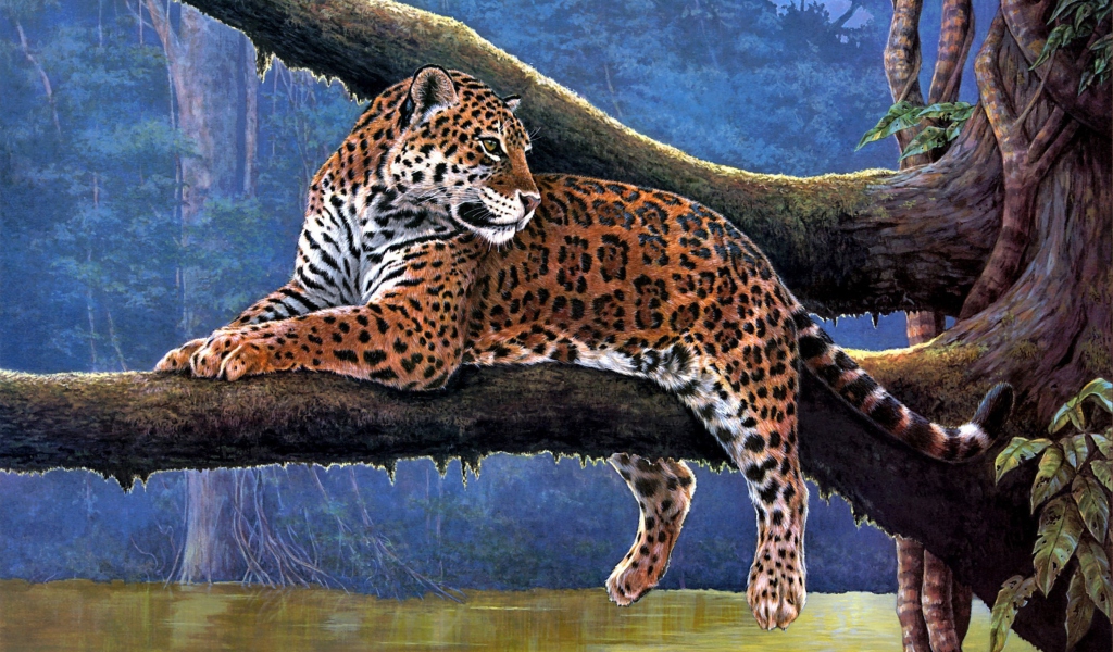 Fondo de pantalla Raymond Reibel Jaguar Painting 1024x600