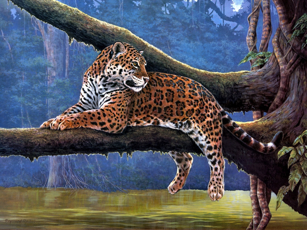 Raymond Reibel Jaguar Painting wallpaper 1024x768