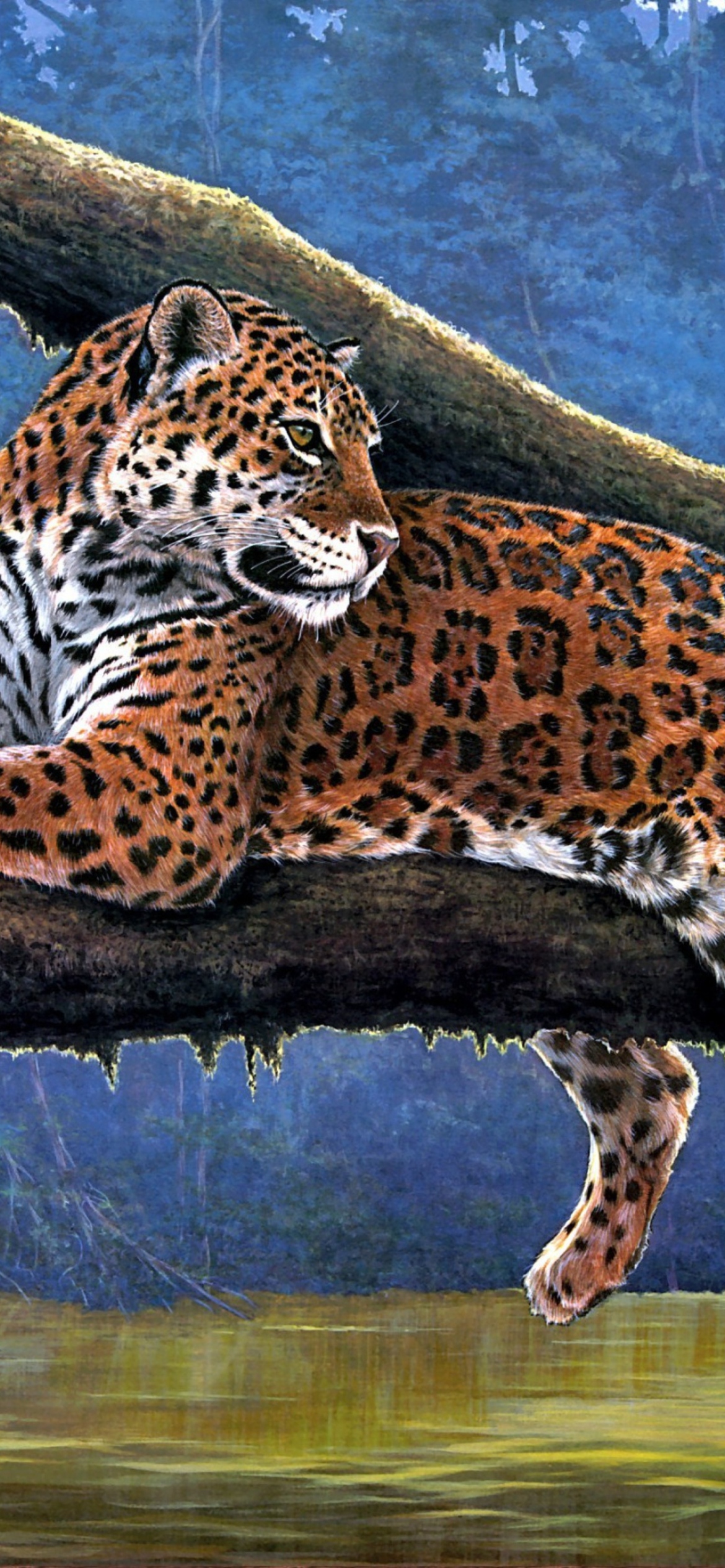 Fondo de pantalla Raymond Reibel Jaguar Painting 1170x2532