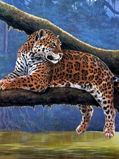 Raymond Reibel Jaguar Painting wallpaper 240x320
