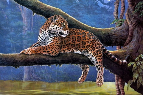 Sfondi Raymond Reibel Jaguar Painting 480x320