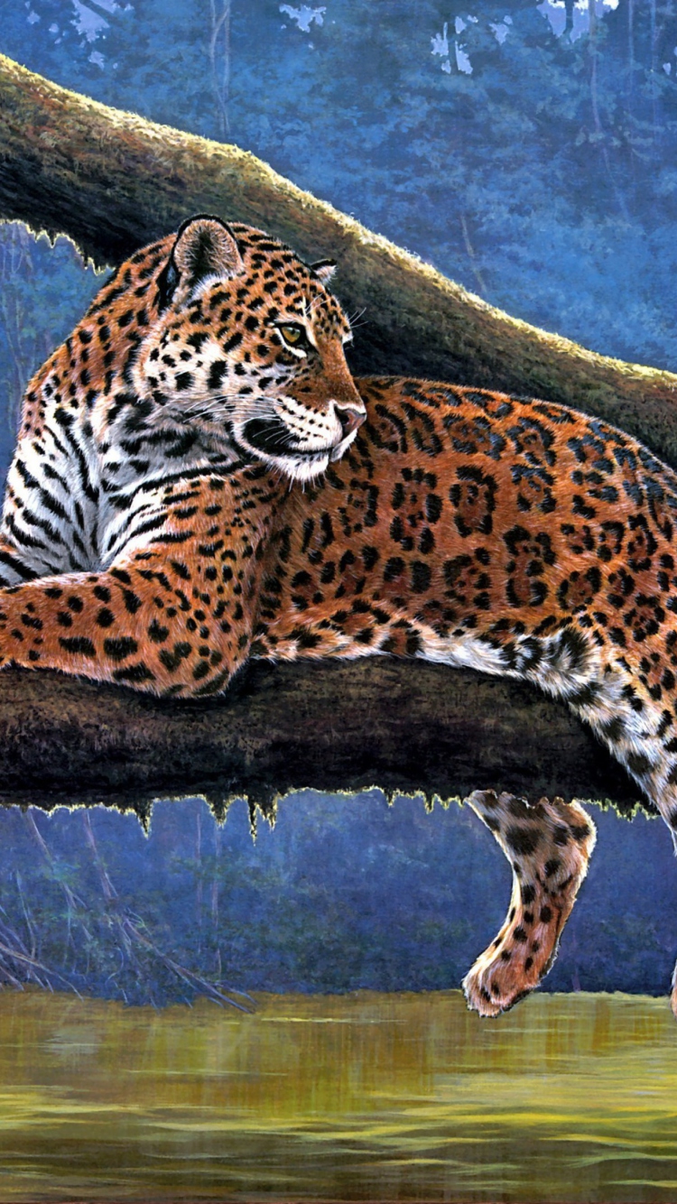 Raymond Reibel Jaguar Painting wallpaper 750x1334