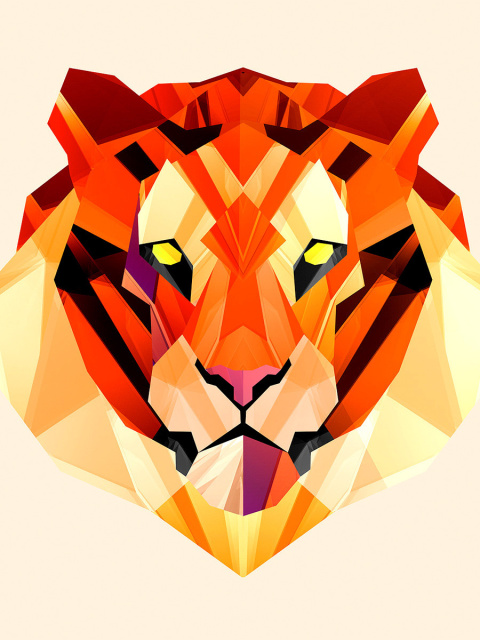 Polygon Tiger wallpaper 480x640
