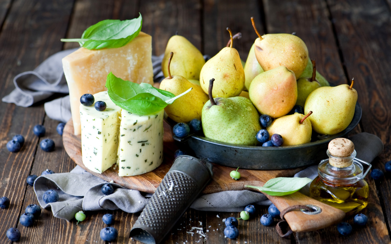 Pears and cheese DorBlu wallpaper 1280x800