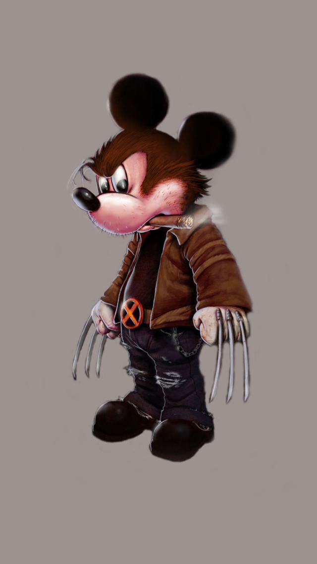 Fondo de pantalla Mickey Wolverine Mouse 640x1136