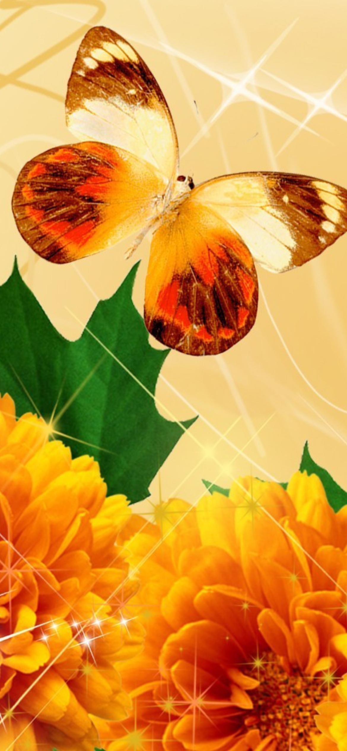 Das Autumn Butterflies Shines Wallpaper 1170x2532