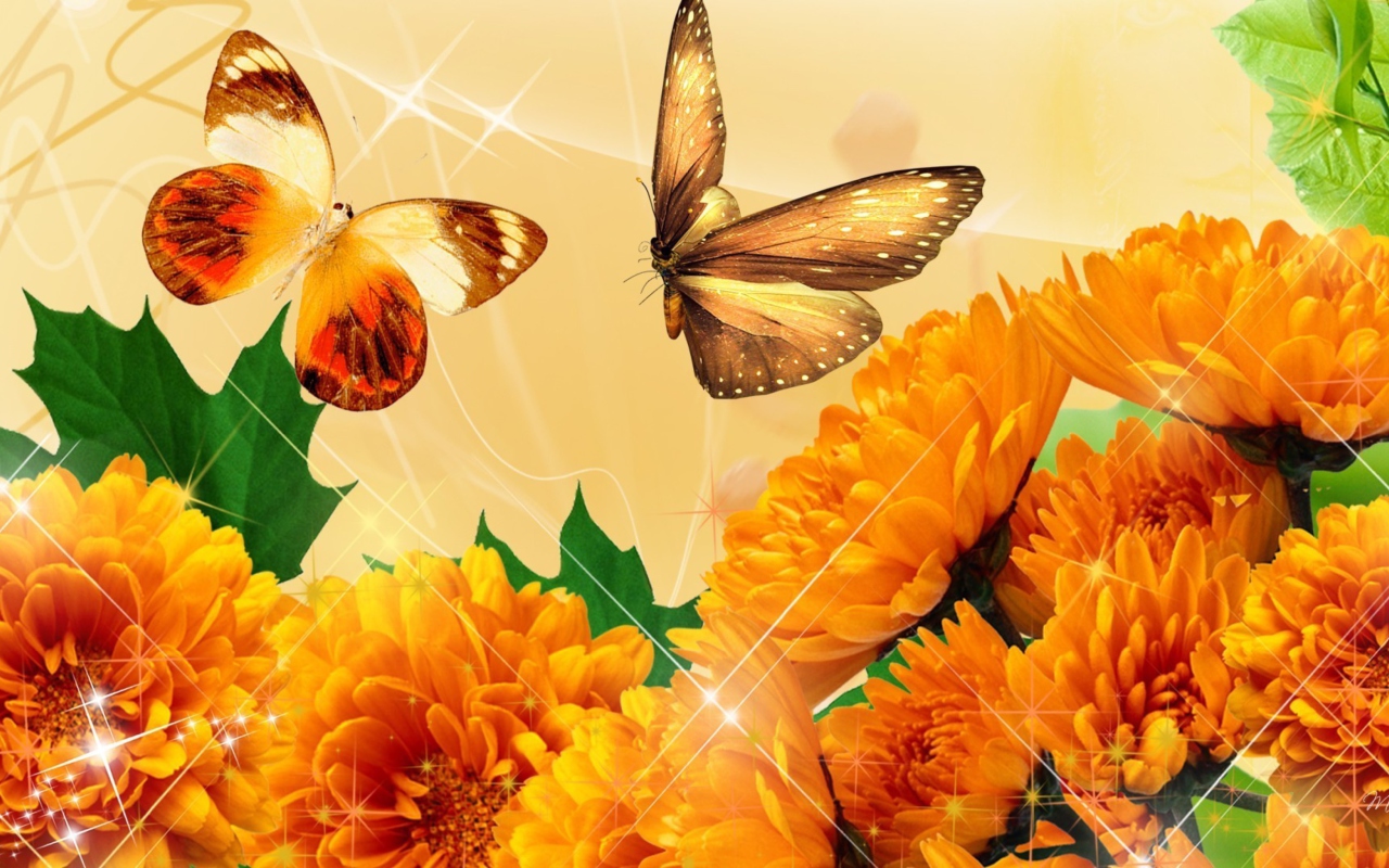 Autumn Butterflies Shines wallpaper 1280x800