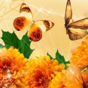 Das Autumn Butterflies Shines Wallpaper 128x128