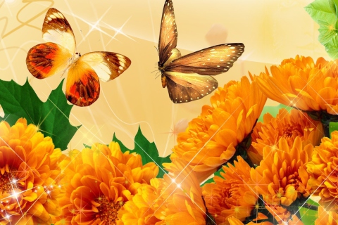 Screenshot №1 pro téma Autumn Butterflies Shines 480x320
