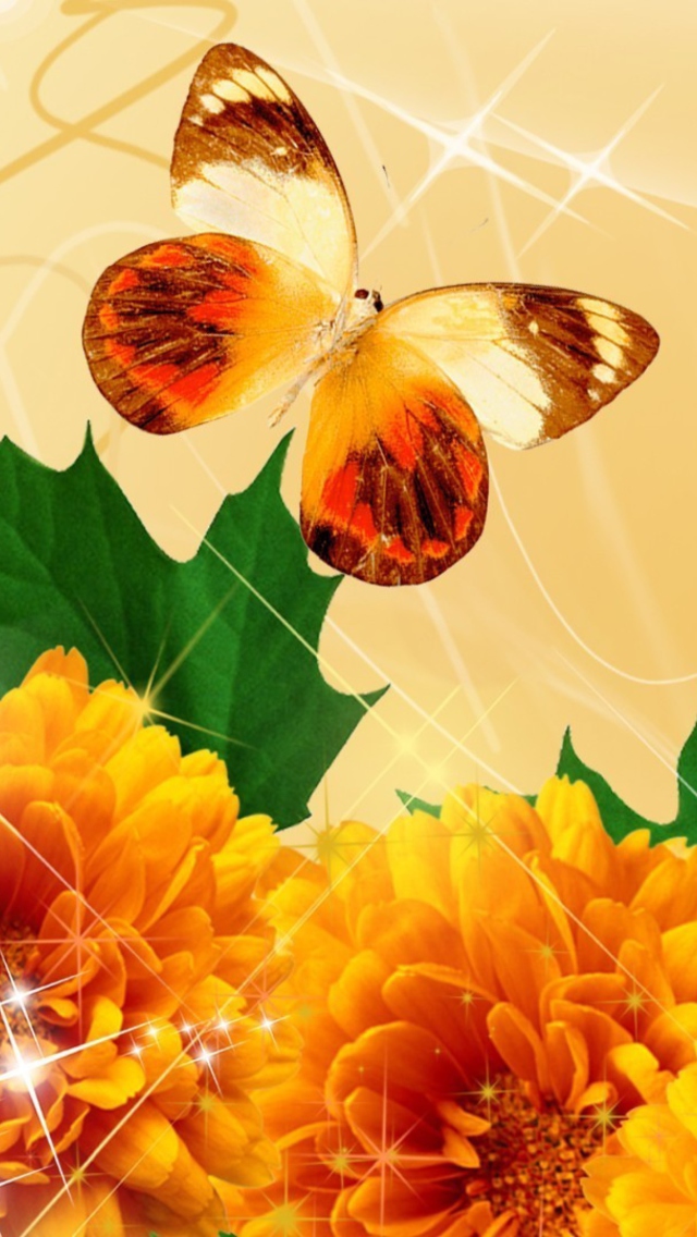 Обои Autumn Butterflies Shines 640x1136