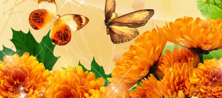 Autumn Butterflies Shines wallpaper 720x320