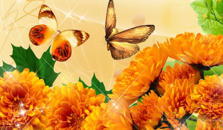Fondo de pantalla Autumn Butterflies Shines